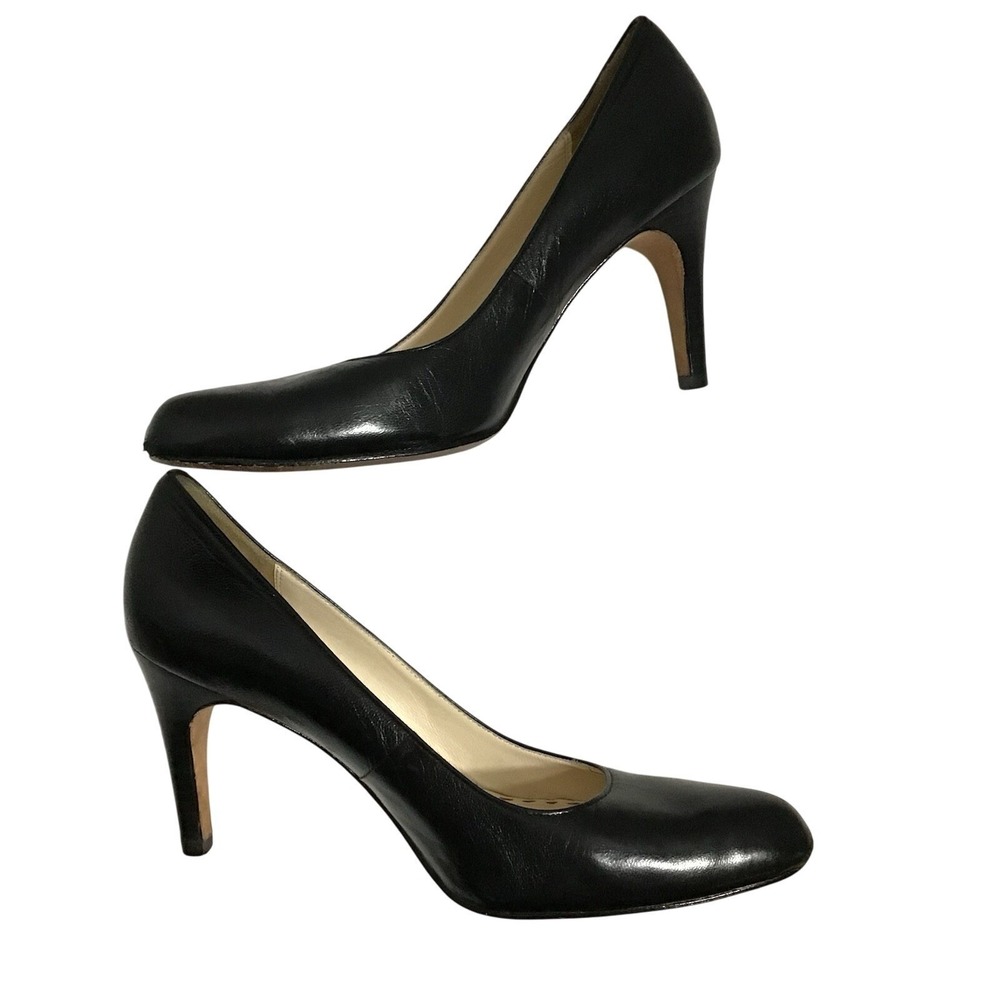 Coach Black Leather Almond Toe Stiletto Heel Pumps Womens 8.5B Dress Shoe